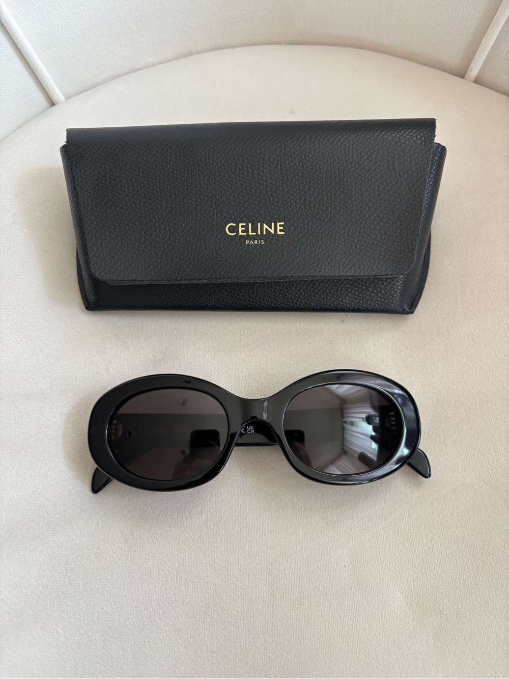 Celine Black Oval Sunglasses with Black Branded Case